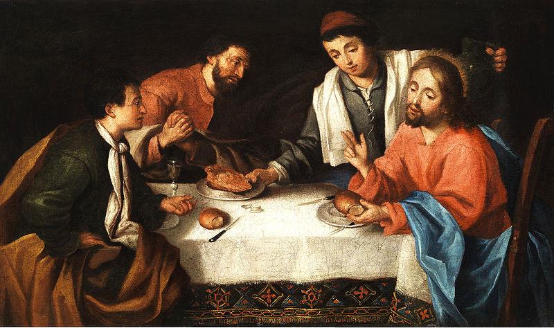 Pier Leone Ghezzi Emmaus, Christ breaking bread oil painting image